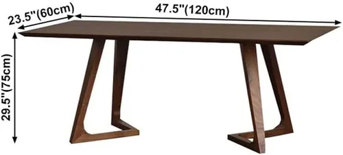 Vista 2 de Mesa de comedor rectangular nórdica con doble pedestal, moderna mesa de madera de pino para el hogar, restaurante marrón, 47.5 pulgadas de largo x