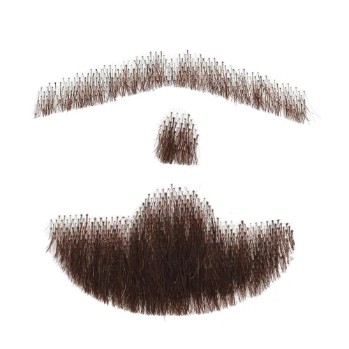 Vista 8 de 100% cabello humano atado a mano completa, encaje invisible, barbas falsas, barba falsa y bigote para hombres, entretenimiento realista, drama, Negro