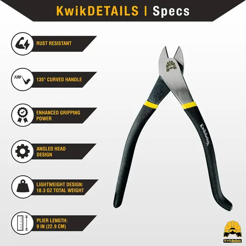 Vista 4 de KwikSafety - Charlotte, NC - PINZA Alicates de ferretería Alicates de corte diagonal de alta resistencia, cabeza en ángulo, barras de refuerzo