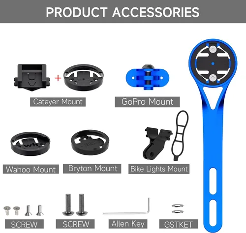 Vista 2 de Soporte para computadora de bicicleta, aleación de aluminio frontal compatible con Garmin, Wahoo, Bryton, Cateyer, cámara de acción deportiva