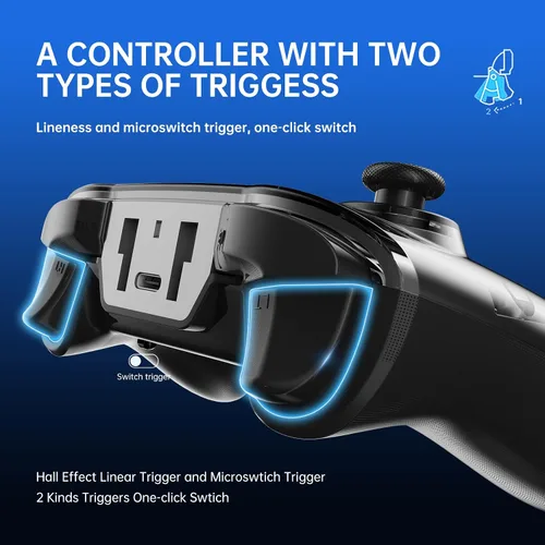 Vista 2 de hosowe Wireless Mobile Gaming Controller Compatible for PC/Switch/Android/iOS, Interactive Screen PC Controller with Programmable, Hall Effect