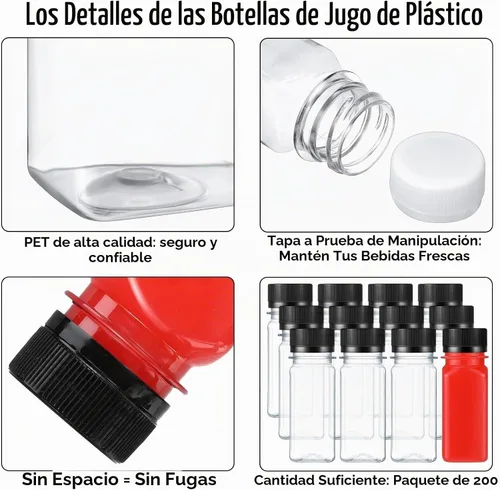 Vista 3 de Sliner Botellas de plástico pequeñas de 2 onzas con tapas, a prueba