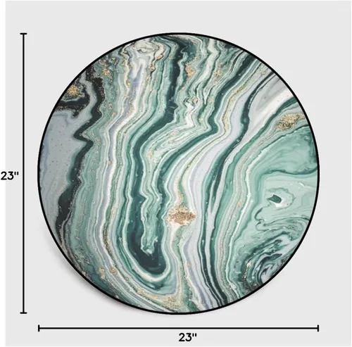 Vista 2 de Tapete redondo de mármol verde esmeralda, lavable, pequeño círculo, para dormitorio, sala de estar, alfombra moderna abstracta circular, 2 pies