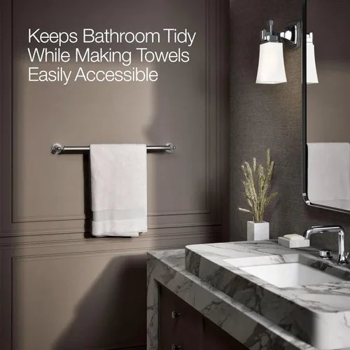 Vista 3 de KOHLER K-13109-CP Pinstripe - Toallero de baño de 24 pulgadas, cromo pulido