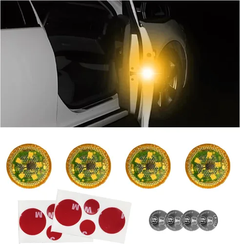 Vista 7 de Dickno 4 luces LED inalámbricas de advertencia para puerta de automóvil, 5 luces LED de señal de seguridad intermitentes automáticas en carretera