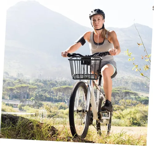 Vista 5 de Cesta de hierro para bicicleta, cesta delantera de bicicleta, contenedor de bicicleta, accesorios para bicicleta de montaña, cesta para manillar