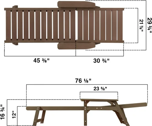 Vista 3 de Chaise Lounge, madera de polietileno, silla de salón al aire libre con respaldo ajustable, resistente a la intemperie, impermeable, a prueba