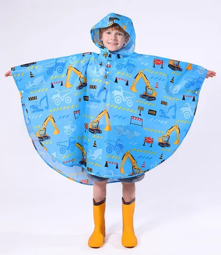 Vista 3 de WAWSAM Poncho de lluvia ligero para niños, impermeable, reutilizable