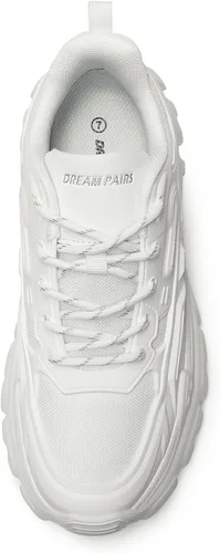 Vista 5 de DREAM PAIRS Zapatos deportivos gruesos de moda para mujer, con plataforma y cordones cómodos