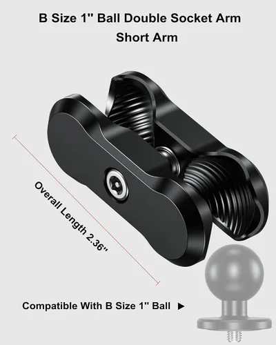Vista 6 de Brazo antirrobo de doble enchufe de aleación de aluminio BRCOVAN Compatible with RAM Mounts B Size 1'' Ball Components & Bike Motorcycle Phone
