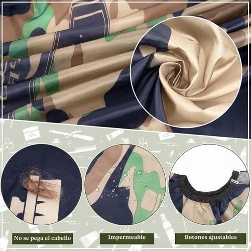 Vista 6 de FEBSNOW - Capa de peluquería profesional para cortar el cabello con cepillo para el cuello Full Coverage Haircut Apron for Adults, 47x56 inches
