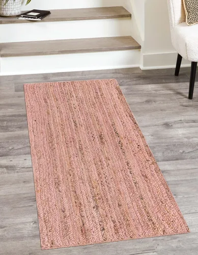 Vista 28 de Unique Loom Alfombra trenzada de la colección de yute - Dhaka (1' 2" x 6' 1", camino de mesa, gris)