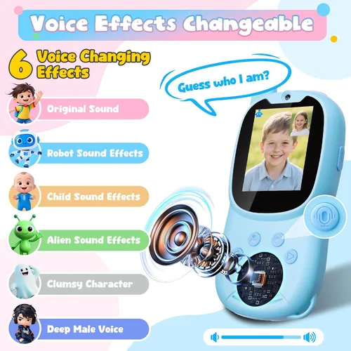 Vista 4 de Walkie Talkies de video para niños de 3 a 12 años, juguetes recargables Walkie Talky con cámara HD y cambiador de voz de 1000 pies de largo alcance