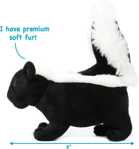 Vista 4 de TigerHart Seymour The Skunk - Peluche de 8 pulgadas de largo (medida de cola no incluida)