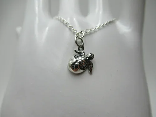 Vista 7 de Pulsera de tobillo de plata de ley 925 con diseño de tortuga de mar y océano