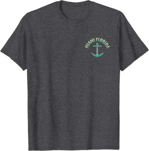 Vista 42 de Camiseta con diseño de pesca en la parte delantera y trasera de Miami Florida USA, Negro