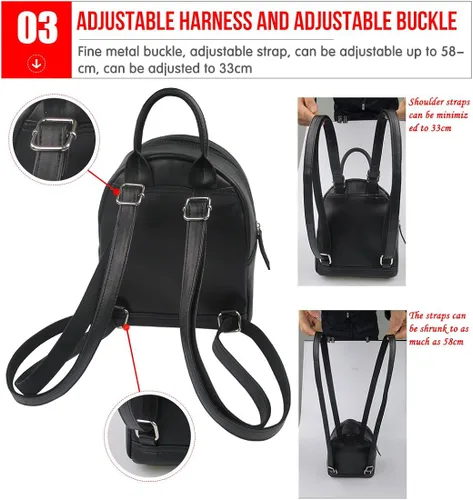 Vista 5 de Amzbeauty Mini mochila de cuero para mujeres y niñas, pequeña bolsa de compras casual