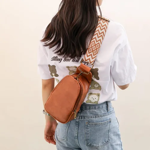 Vista 5 de LAO POPO Women's Messenger Bags, Waist Bags, Chest Bags, Messenger Bags, PU Shoulder Bags (brown)