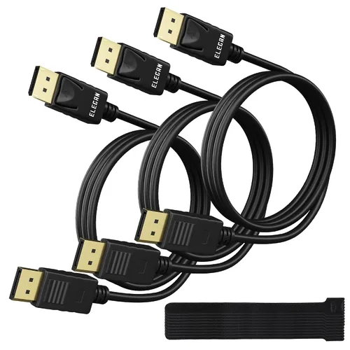 Vista 8 de Elecan Cable DisplayPort 1.2 4K con certificación VESA, paquete de 5 unidades, cable de puerto de pantalla de alta velocidad DP a DP macho a macho