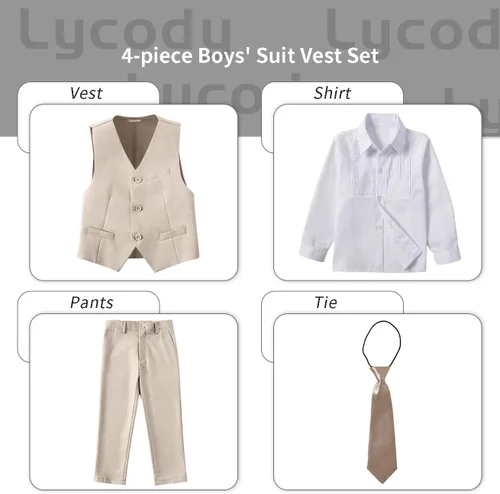 Vista 88 de Conjunto de chaleco para niños, trajes formales, trajes de boda, ropa de vestir