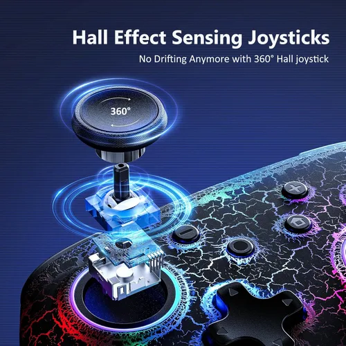 Vista 2 de NexiGo Hall Effect Controller (No Drift, No Deadzone) with Hall Sensing Joystick for SwitchSwitch LiteOLED, Wireless Bluetooth Controller with