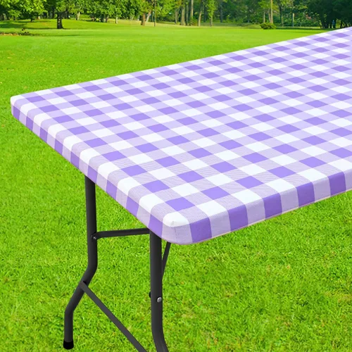 Vista 35 de Smiry Mantel cuadrado de pícnic, manteles de vinilo elásticos impermeables, fundas de mesa de lana cuadriculada con parte trasera de franela