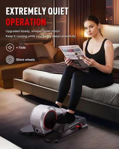 Vista 4 de Home Elliptical Trainer, Indoor Exercise Machine for Full‑Body Workout & Under‑Desk Fitness Blanco