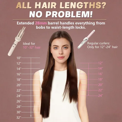 Vista 2 de Barra de rizado perezoso completamente automática PretiHom, rizador giratorio eléctrico, rizado grande sin dañar el cabello Rizador de pelo cómodo