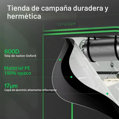 Vista 7 de VIVOSUN 4x4 crece el kit 400W LED crece la luz WiFi Control A22 crece el Ventilación automática, luz LED de espectro completo, controlador