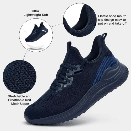Vista 3 de Akk Zapatos deportivos para caminar para hombre, para correr, tenis para entrenamiento, atletismo, gimnasio, sin cordones, cómodos, transpirables