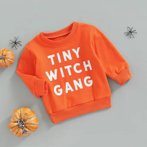 Vista 244 de Disfraz de Halloween para bebé, sudadera de calabaza con cuello redondo, suéter de manga larga, ropa de otoño