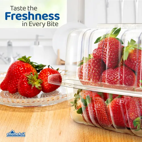 Vista 6 de Clamshell - Recipientes de alimentos herméticos de doble cierre de plástico, duraderos y de fácil agarre, recipientes para postres, restaurantes
