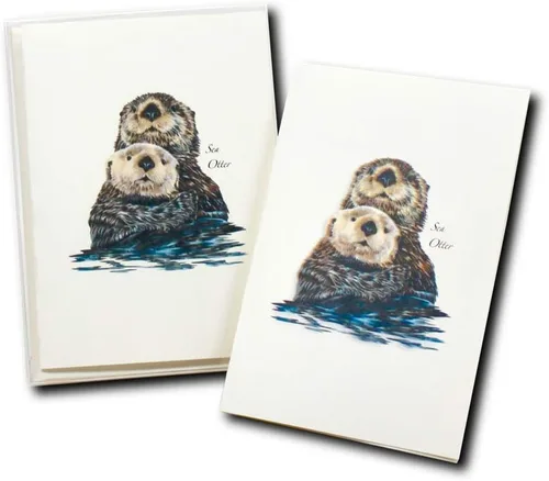 Vista 3 de Earth Sky + Water - Juego de tarjetas de nutria marina II - 8 tarjetas en blanco con sobres