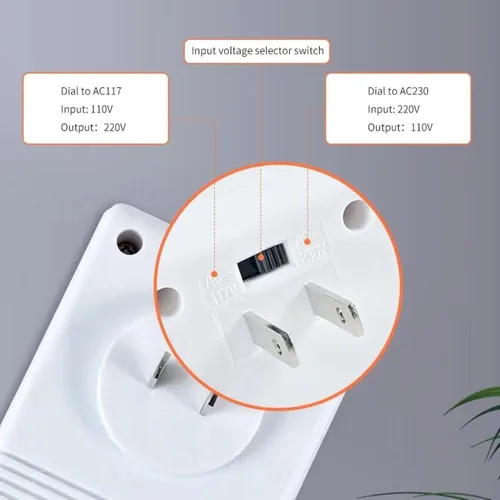 Vista 3 de Convertidor de voltaje 70W 110V/120V a 220V/240V Step-Up&Down Transformador de voltaje para viajes