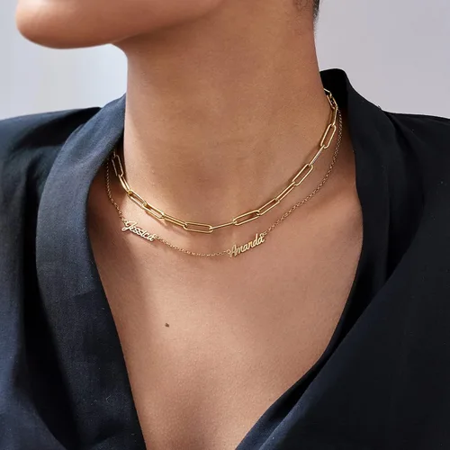 Vista 4 de Oak&Luna - Collar personalizado con múltiples nombres - Regalo de cadena familiar personalizado - Colgante de nombres para niña y niño - Regalo