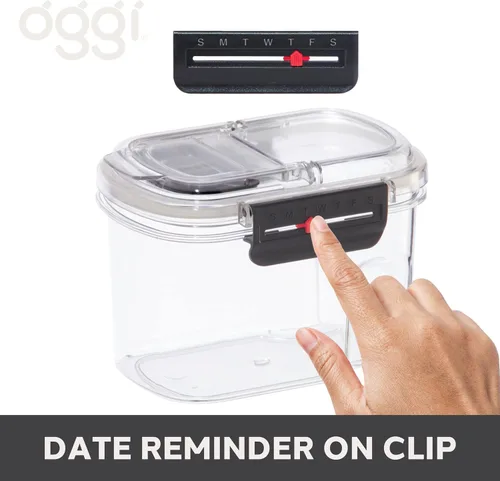Vista 6 de Oggi Easi Grip - Contenedor de almacenamiento a prueba de humedad de 23 onzas, recipiente sellable sin BPA, tapa de vertido abatible, recordatorio