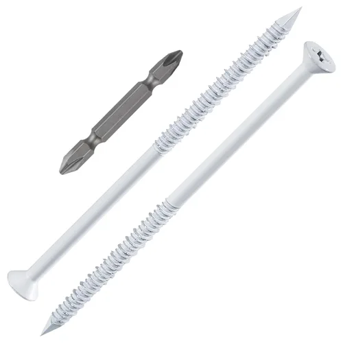 Vista 26 de Wensilon 49 piezas) Kit de ancla de tornillo para hormigón de 1/4" con cabeza plana azul para anclar a mampostería, bloque o ladrillo estuco