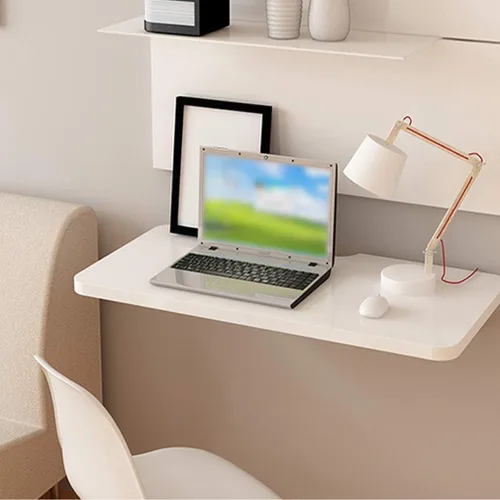 Vista 3 de Mesa plegable flotante de pared, mesa de comedor de cocina, mesa de ordenador portátil, mesa de jardín, mesita de noche, mesas de bar, banco