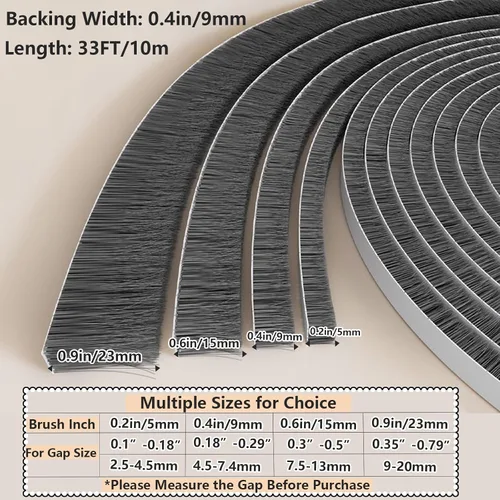 Vista 2 de Cinta de sellado de COUMENO para tope resistente 0.2inX0.4inX33FT adhesiva impermeable para puertas y ventanas, perfecta para bloquear corrientes