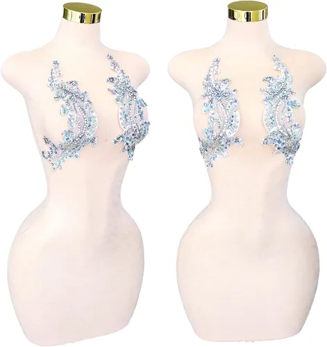 Vista 27 de Parches de cristal hechos a mano con cuentas de encaje de diamantes de imitación para accesorios de ropa de vestir (S1-champán)