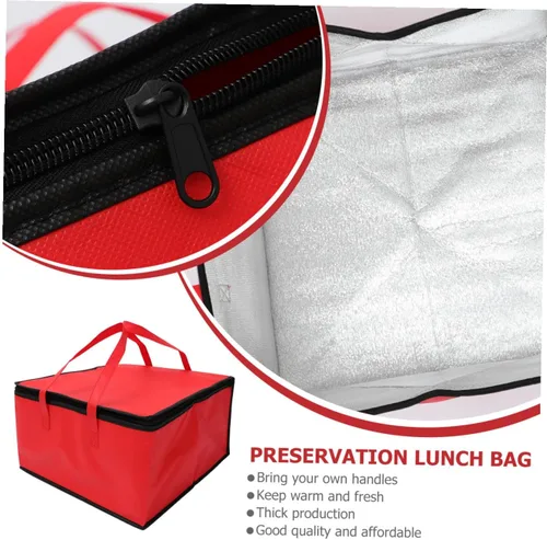 Vista 3 de Bolsa de comida aislada para pizza, bolsa de gran capacidad, reutilizable, calentamiento, catering, restaurantes, transporte para alimentos