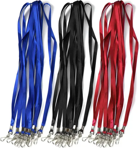 Vista 3 de Cordón de 50 piezas planas a granel para insignias de identificación, correas de cuello, cordón de crucero, clips giratorios de gancho en J