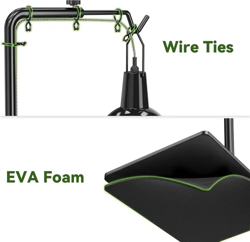 Vista 5 de Soporte de lámpara de calor para reptiles ajustable de 18 a 32 pulgadas: Soporte de luz con base pesada para dragón barbudo, tortuga, serpiente