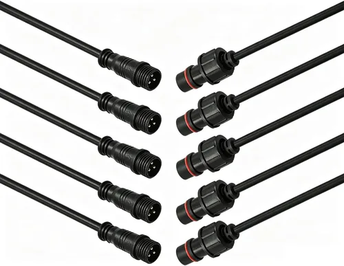 Vista 12 de Conector impermeable de 2 cables, conector LED macho hembra de 16 AWG de 2 pines con cable de extensión IP65, 7.9 in para automóvil, tira de luces