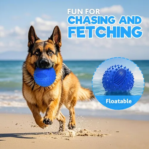 Vista 2 de petizer Bolas para Perros con Pispito de 3" para Masticadores Agresivos, Bola Estimula Mordida Duradera e Interactiva con Picos, Juguete