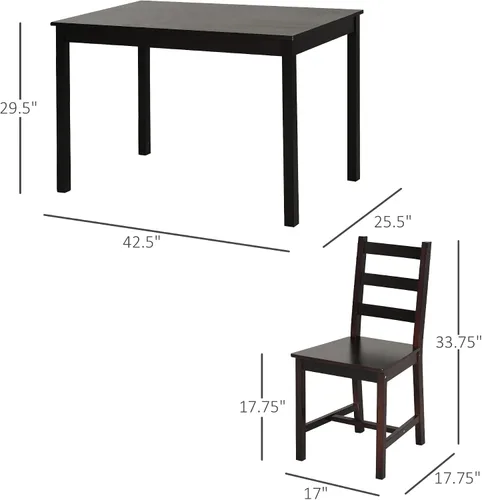 Vista 6 de HOMCOM Juego de mesa de comedor para 4, 5 piezas, mesa de cocina moderna y sillas, juego de comedor de madera para espacios pequeños, rincón