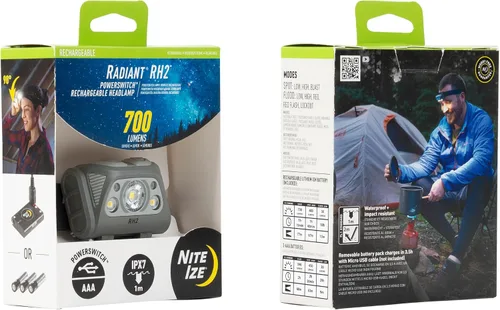 Vista 9 de Nite Ize Radiant RH2 PowerSwitch - Linterna frontal recargable - Alternativa de linterna manos libres - Linterna frontal para equipo de mochila
