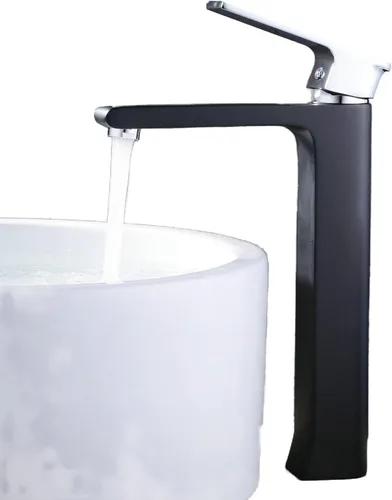 Vista 8 de Leekayer Baño recipiente fregadero grifo cromo sola manija negro pintura un agujero cubierta montaje lavabo mezclador latón