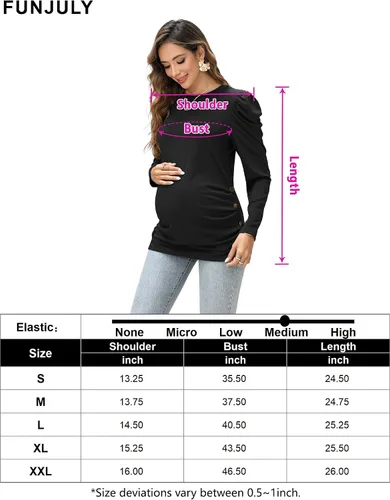Vista 9 de Camisas de maternidad para mujer, cuello cuadrado, manga larga abombada, linda, casual, blusas, ropa de otoño