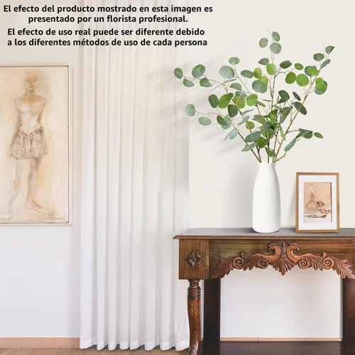 Vista 5 de Melorca&Guilla Plantas Artificiales, 3PCS 43.3" Eucalipto Verde Grande Falso Ramas Artificiales para Jarrón, Tallos de Vegetación Artificial